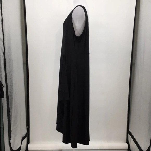 Brook Shields Timeless Black Faux Wrap Midi Dress Womens 1XP Whimsygoth ruffle - Picture 5 of 10